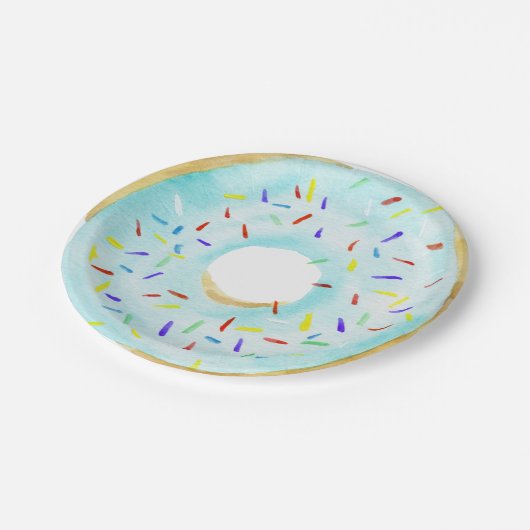 ベビー散水シャワー紙プレート、ボーイブルードーナツ ペーパープレート (アングル)