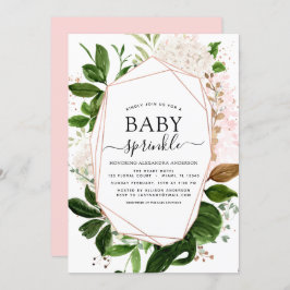 ベビー散水シャワー緑色植物幾何学 招待状