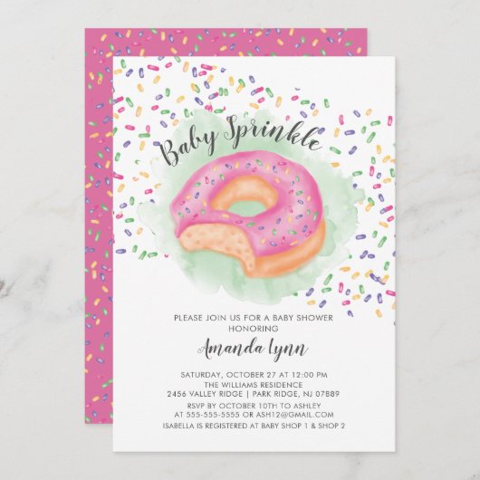 ベビー散水ドヌベビーシャワー招待状 招待状 (正面/裏面)