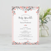 ベビー散水バラ金ゴールド赤面ピンクグレーフローラ 招待状 (スタンド正面)
