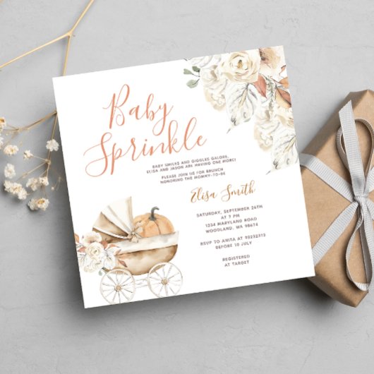 ベビー散水フローラかぼちゃのキャリッジ赤ちゃんシャワー 招待状