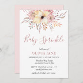 ベビー散水フローラベビーシャワー招待状ピンク 招待状 (正面/裏面)
