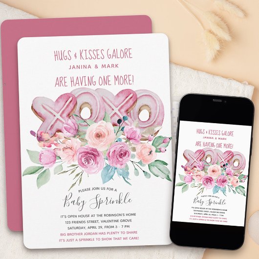 ベビー散水フローラXOXO女かわいらしの子シャワー 招待状