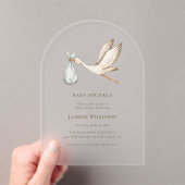 ベビー散水ミニマル色ベビーシャワー アクリル招待状 (インサイチュ (ポータブル))