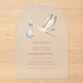 ベビー散水ミニマル色ベビーシャワー アクリル招待状 (正面)