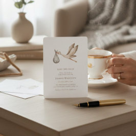 ベビー散水ミニマル色ベビーシャワー 招待状