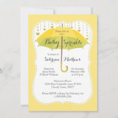 ベビー散水中性シャワーイエローグリーンアンブレラ 招待状 (正面)