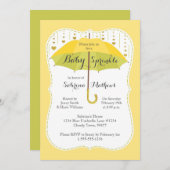 ベビー散水中性シャワーイエローグリーンアンブレラ 招待状 (正面/裏面)