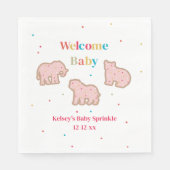 ベビー散水動物クッキー女の子ベビーシャワー スタンダードランチョンナプキン (正面)