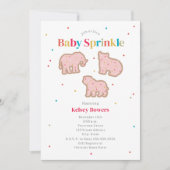 ベビー散水動物クッキー女の子ベビーシャワー 招待状 (正面)