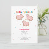 ベビー散水動物クッキー女の子ベビーシャワー 招待状 (スタンド正面)