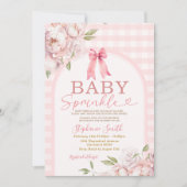 ベビー散水式ピンクジンガムフローラアーチベイビーシャワー 招待状 (正面)