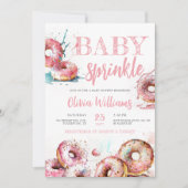 ベビー散水式ピンクドーナツ女の子ベビーシャワー 招待状 (正面)