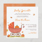 ベビー散水秋かぼちゃのキャリッジ赤ちゃんシャワー 招待状 (正面/裏面)