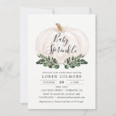 ベビー散水秋グリーンカボチャ赤ちゃんシャワー 招待状 (正面)