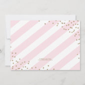ベビー散水誘い女の子金ゴールドピンクストライプ色 招待状 (裏面)