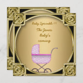 ベビー散水赤ちゃんシャワーの招待状 招待状 (正面/裏面)