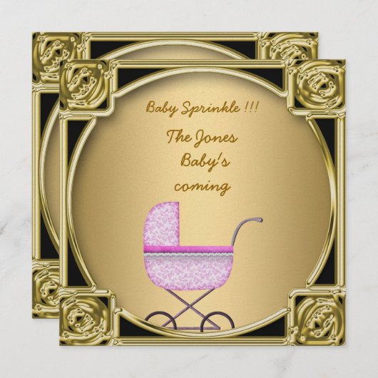 ベビー散水赤ちゃんシャワーの招待状 招待状 (正面/裏面)