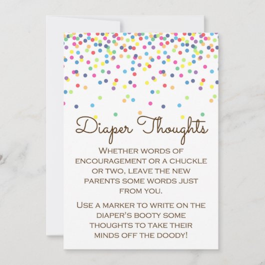 ベビー散水赤ちゃんシャワーゲームのサインサイズ5x7" 招待状 (正面)