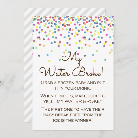 ベビー散水赤ちゃんシャワーゲームのサインサイズ5x7" 招待状 (正面/裏面)