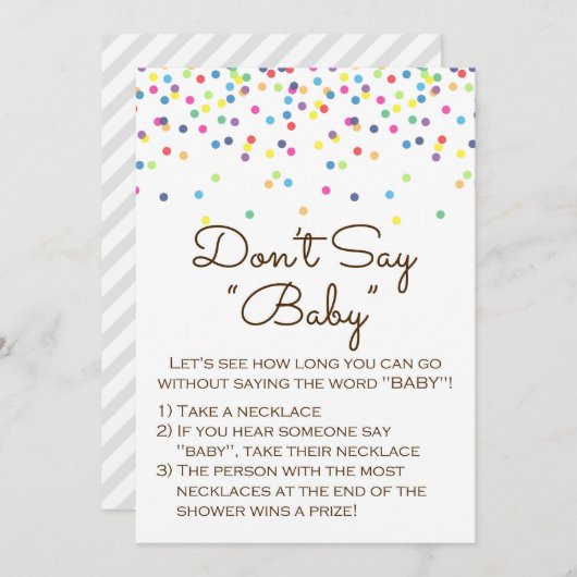 ベビー散水赤ちゃんシャワーゲームのサインサイズ5x7" 招待状 (正面/裏面)