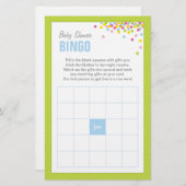 ベビー散水赤ちゃんシャワービンゴゲームカード – 緑 便箋 (正面/裏面)