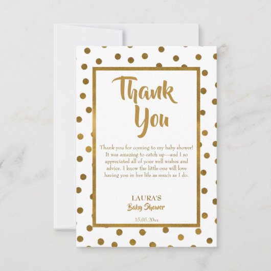 ベビー散水赤ちゃんシャワー黄金 サンキューカード (正面)