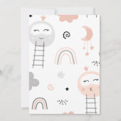 ベビー散水路から月のピンク 招待状 (裏面)