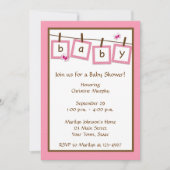 ベビー文字物干しベビーシャワー招待状 招待状 (正面)