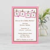 ベビー文字物干しベビーシャワー招待状 招待状 (スタンド正面)