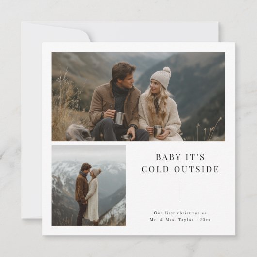 ベビー新婚の外が寒い2写真クリスマス シーズンカード (正面)
