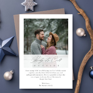 ベビー新婚初めてのクリスマス外は寒い シーズンカード
