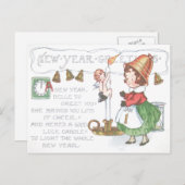 ベビー新年キャンドルベルクロック砂時計 シーズンポストカード (正面/裏面)