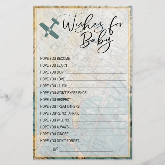 ベビー旅行の願い赤ちゃんシャワーのゲストメモリ (正面)