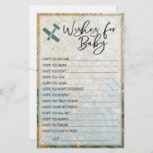 ベビー旅行の願い赤ちゃんシャワーのゲストメモリ (正面/裏面)