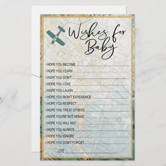 ベビー旅行の願い赤ちゃんシャワーのゲストメモリ (正面/裏面)