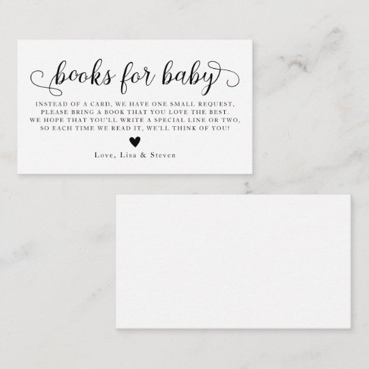 ベビー書要求カード用書籍 エンクロージャーカード (正面/裏面)