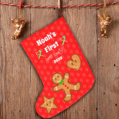 ベビー最初の甘いクリスマスジンジャーブレッドPals 2側面 ラージクリスマスストッキング