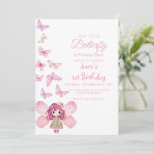 ベビー最初の1歳の誕生日LiTlle蝶パーティー 招待状 (スタンド正面)