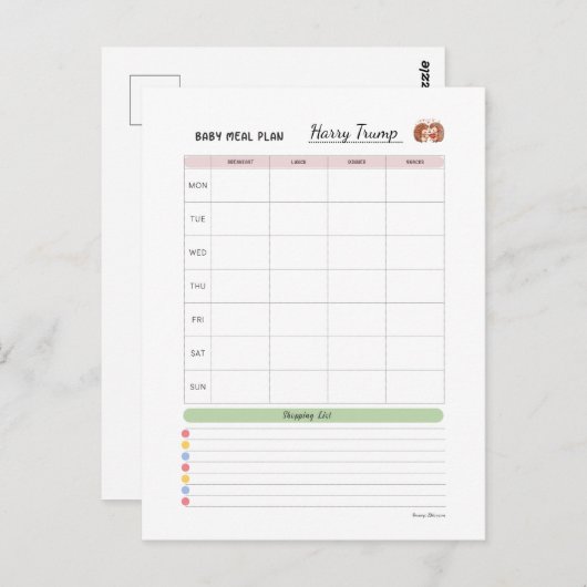 ベビー最初の100食品 – マーゴによるベビー食事計画 ポストカード (正面/裏面)