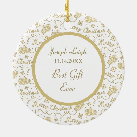 ベビー最高のギフト写真テンプレート セラミックオーナメント (裏面)