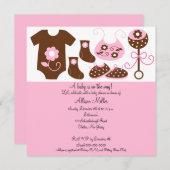 ベビー服ガールベビーシャワー招待状 招待状 (正面/裏面)