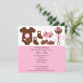 ベビー服ガールベビーシャワー招待状 招待状 (スタンド正面)