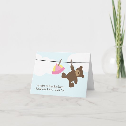 ベビー服ライン感謝カード {ピンク} サンキューカード (正面)