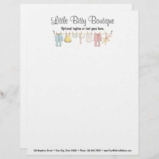 ベビー服専門店の看板 赤ちゃん 手作り洋服店 レターヘッド (正面/裏面)