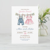 ベビー服 性別発表 編集可能な招待状 招待状 (スタンド正面)