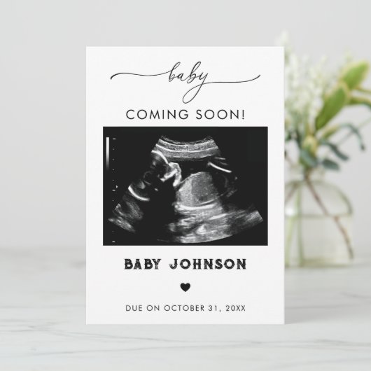 ベビー来の間のソノグラム妊娠発表 招待状 (スタンド正面)