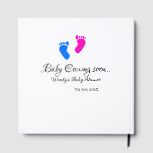 ベビー来の間もなく赤ちゃんシャワーブルーピンクベビー足n ゲストブック (裏面)