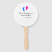 ベビー来の間もなく赤ちゃんシャワーブルーピンクベビー足n ハンドファン (裏面)