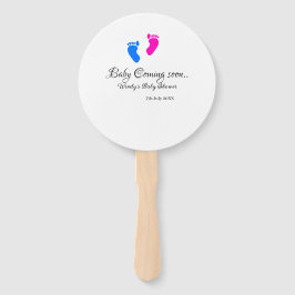 ベビー来の間もなく赤ちゃんシャワーブルーピンクベビー足n ハンドファン